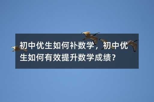 初中优生如何补数学,初中优生如何有效提升数学成绩?