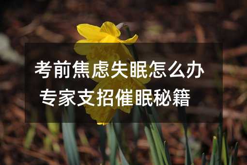 考前焦虑失眠怎么办 专家支招催眠秘籍