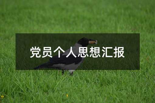 党员个人思想汇报