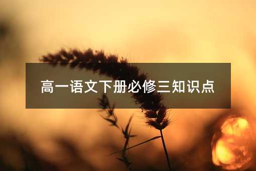 高一语文下册必修三知识点