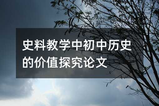 史料教学中初中历史的价值探究论文