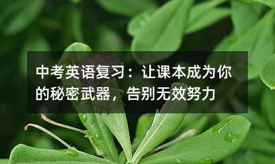 中考英语复习:让课本成为你的秘密武器,告别无效努力