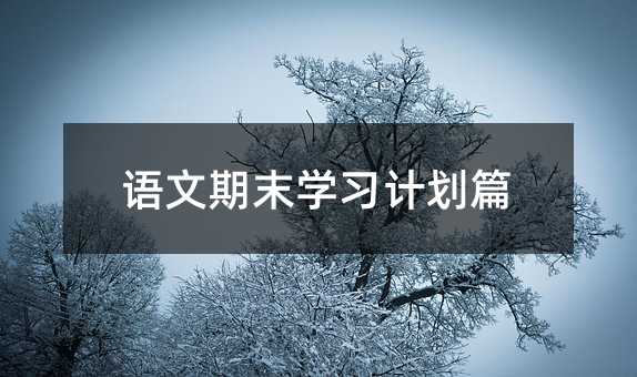 语文期末学习计划篇